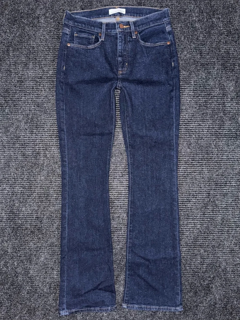 LOFT Women’s The Boot Dark Wash Bootcut Jeans Sz 26 / 2 Petite Cowgirl Americana - Picture 1 of 6